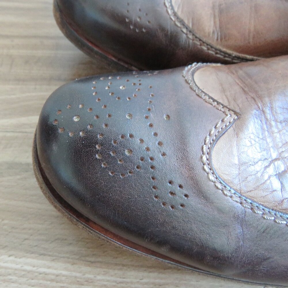 BED STU Bench Made Cobbler Series Wingtip Derby Brogue Shoes Brown Leather 10 - Picture 7 of 16